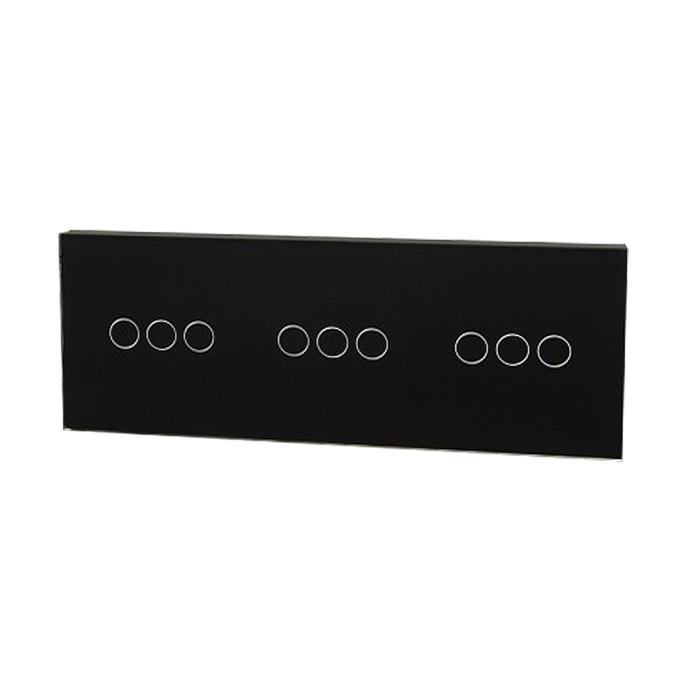 Touchme Duży panel 86x228mm szklany, 3 x przycisk potrójny, czarny TM703703703B