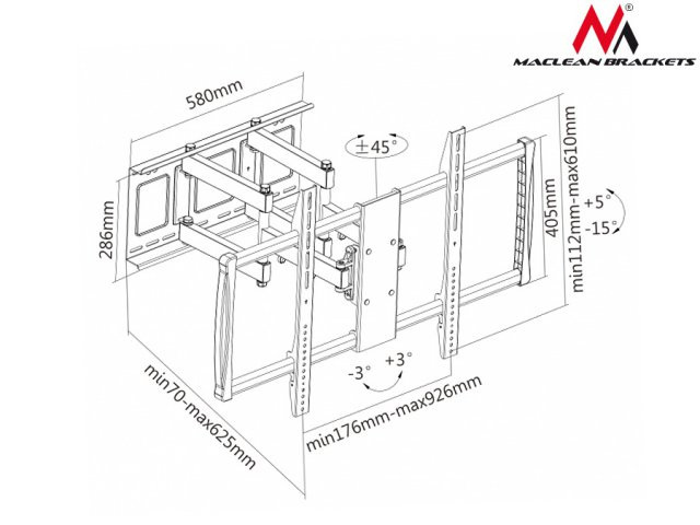 Uchwyt do telewizora Maclean, max. VESA 800x600,600X900