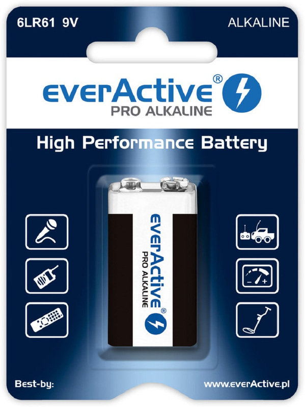Zdjęcie produktu: everActive bateria alkaliczna Pro 6LR61 / 6LF22 9V (blister)