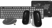 Zestaw bezprzewodowy 4W1 Natec Tetra Black / Grey, klawiatura, mysz, głośniki i podkładka