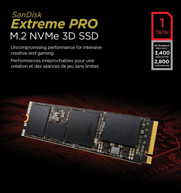 Zdjęcie produktu: Dysk SanDisk Extreme PRO 1TB M.2 NVMe 3D 3400/2800MBs (SDSSDXPM2-1T00-G25)