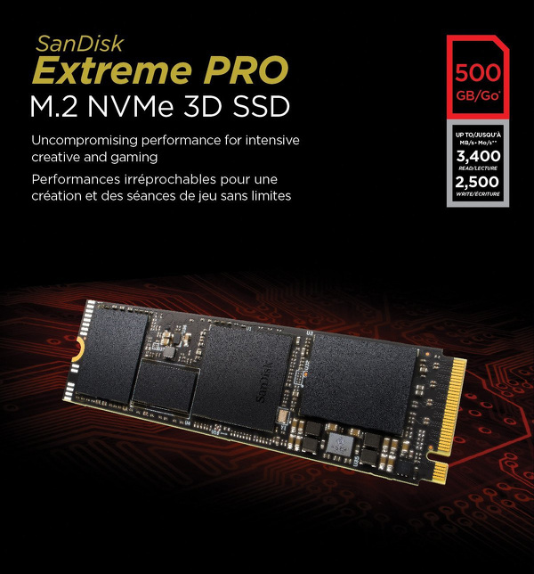Zdjęcie produktu: Dysk SanDisk Extreme PRO 500GB M.2 NVMe 3D - 3400/2500MBs (SDSSDXPM2-500G-G25) Zdjęcie produktu: Dysk SanDisk Extreme PRO 500GB M.2 NVMe 3D - 3400/2500MBs (SDSSDXPM2-500G-G25)