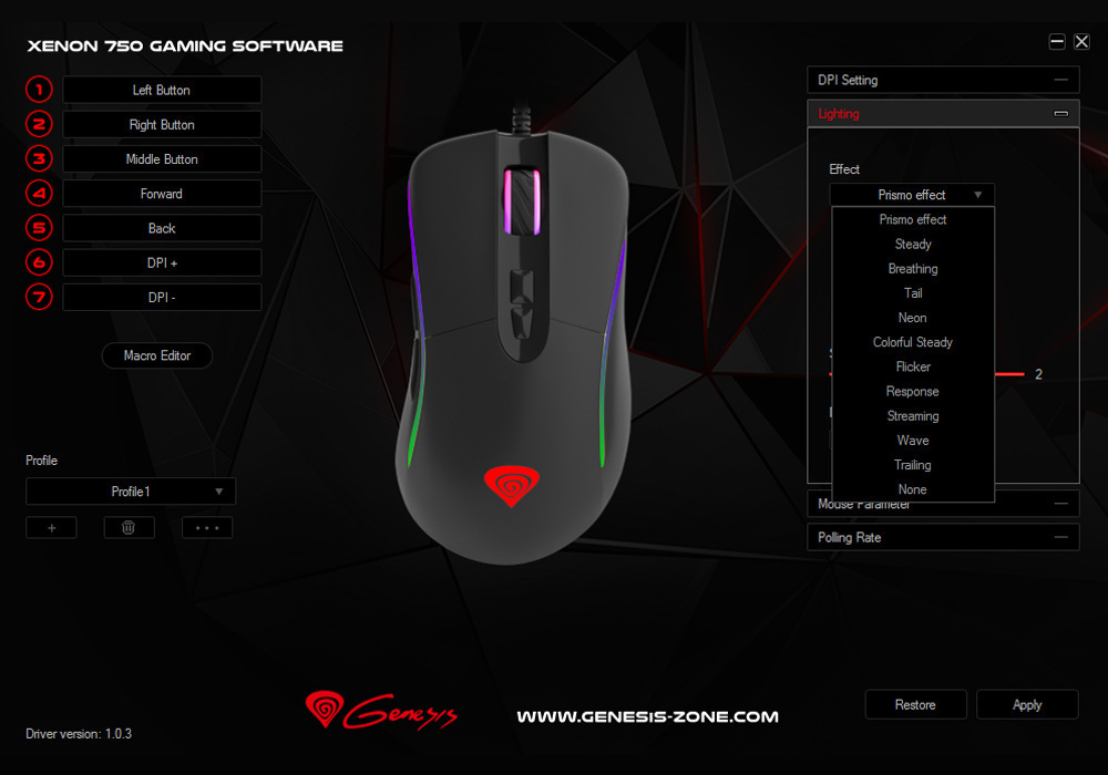 Mysz Genesis Xenon 750, Optyczna USB RGB (NMG-1162)