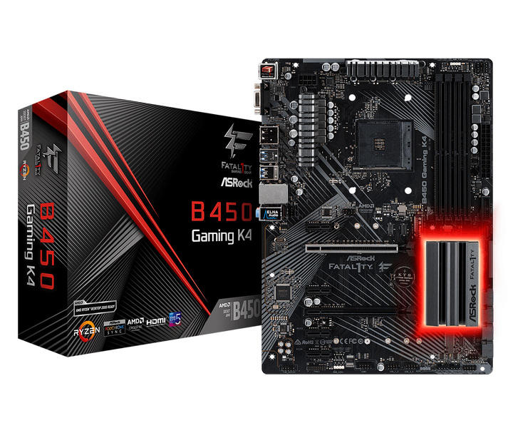 Zdjęcie produktu: Płyta główna ASRock Fatal1ty B450 GAMING K4 AM4 Zdjęcie produktu: Płyta główna ASRock Fatal1ty B450 GAMING K4 AM4