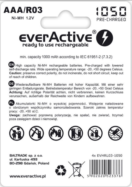 everActive R03/AAA 1050mAh 4 szt. EVHRL03-10