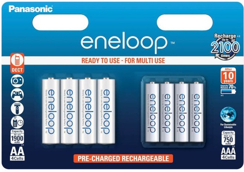 Zdjęcie produktu: Panasonic Eneloop Zestaw 4xR6/AA 1900mAh + 4xR03/AAA 750mAh (BK-KJMCCE44E)