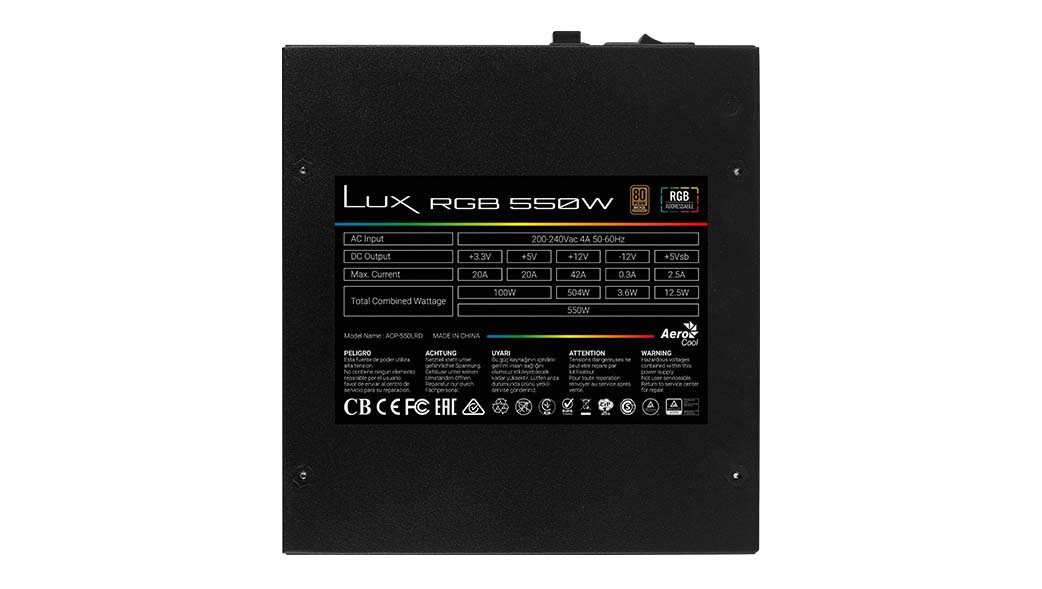 Aerocool PGS LUX RGB 550W 80Plus Bronze