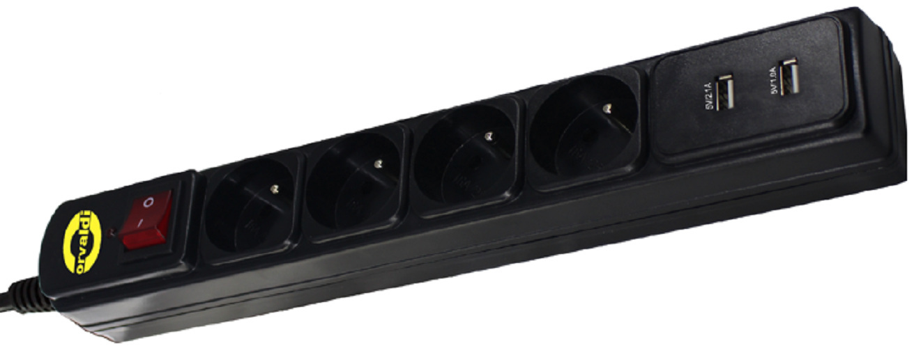 Filtr zasilający ORVALDI ORV-4PL 1140J 10A 1,8m ładowarka 2x USB 2.0