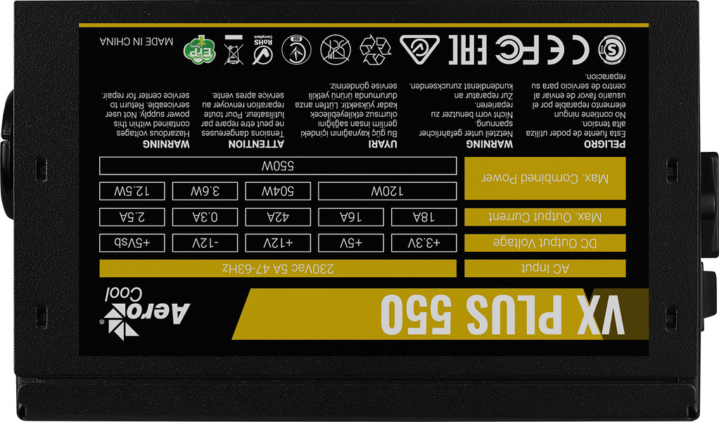 Zdjęcie produktu: Aerocool PGS VX-550 Plus 550W Zdjęcie produktu: Aerocool PGS VX-550 Plus 550W