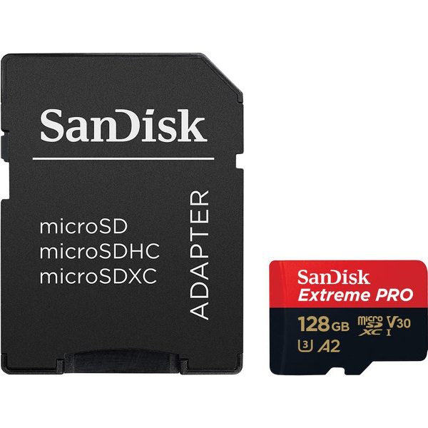 Zdjęcie produktu: Karta SanDisk Extreme PRO microSDXC 128GB 170/90 MB/s A2 C10 V30 UHS-I U3 (SDSQXCY-128G-GN6MA)