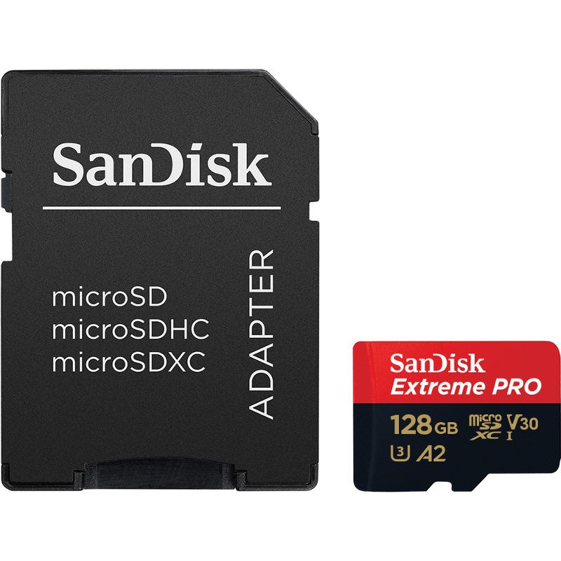 Karta SanDisk Extreme PRO microSDXC 128GB 170/90 MB/s A2 C10 V30 UHS-I U3 (SDSQXCY-128G-GN6MA)
