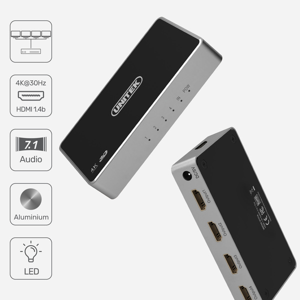 Zdjęcie produktu: Unitek spliter sygnału HDMI 1 in- 4 out (V1109A)