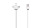 Miniatura zdjęcia: Kabel przewód USB płaski Allocacoc Power USBcable 3w1 USB - micro USB / Lightning / USB TYP-C 1.5m - biały (9003WT/USBC15)