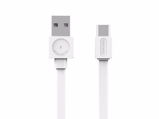 Kabel przewód USB płaski Allocacoc USBcable USB TYP-C Flat 1.5m - biały (10453WT/USBCBC)