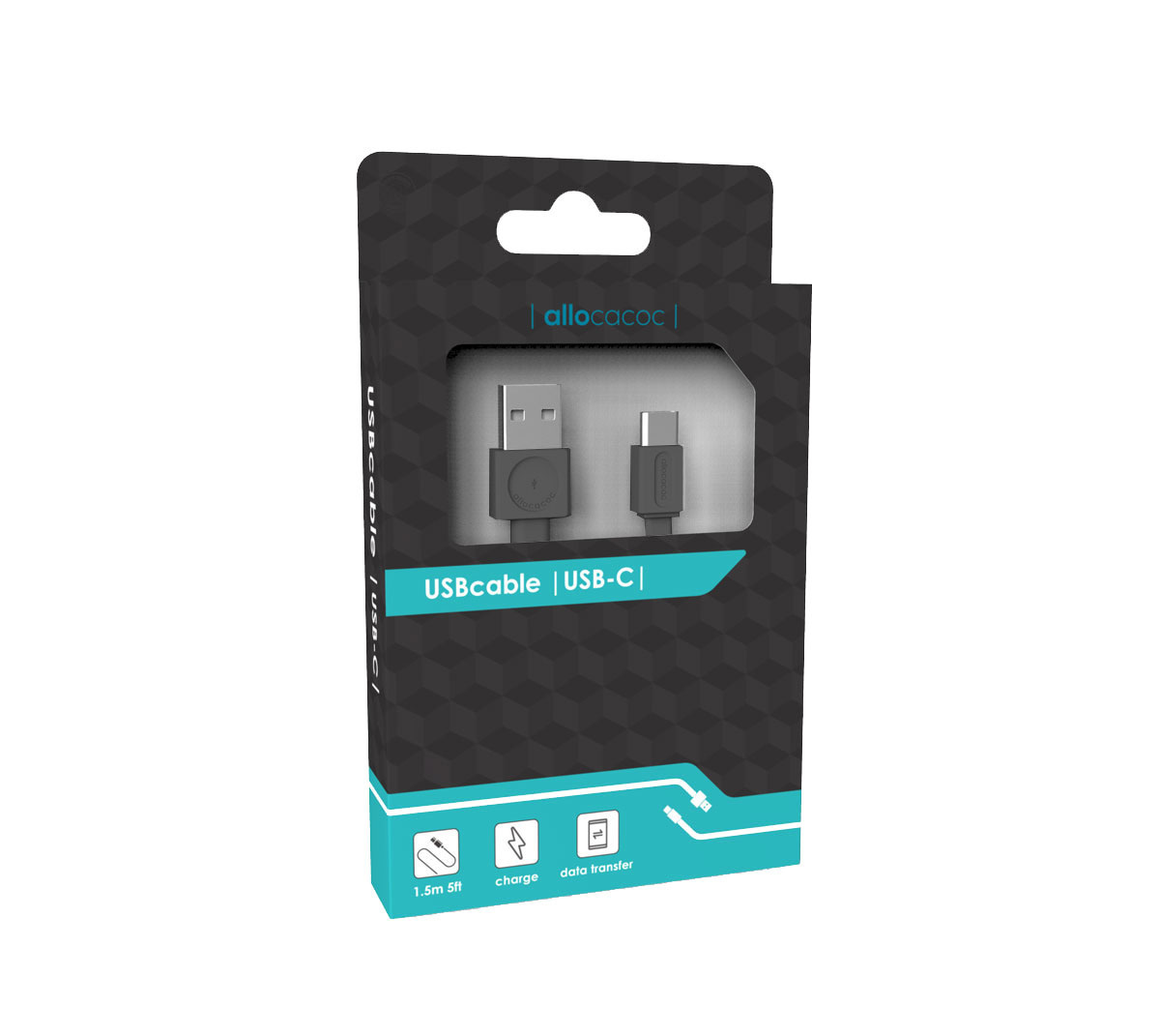 Kabel przewód USB płaski Allocacoc USBcable USB TYP-C Flat 1.5m - szary (10453GY/USBCBC)