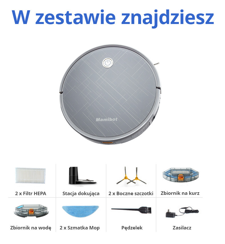 Robot sprzątający Mamibot GREY 660 hybrydowy odkurzacz 2w1, mopujący, szary (EXVAC660)