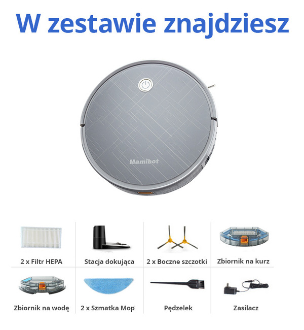 Zdjęcie produktu: Robot sprzątający Mamibot GREY 660 hybrydowy odkurzacz 2w1, mopujący, szary (EXVAC660)