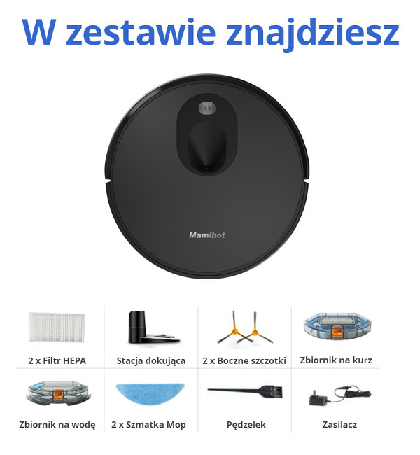Zdjęcie produktu: Robot sprzątający Mamibot SmartEye VSLAM 680 Black hybrydowy odkurzacz 2w1 mopujący, czarny (EXVAC680S)