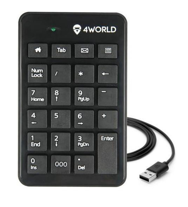 Zdjęcie produktu: Klawiatura numeryczna 4World Chocolate slim USB, czarna, przewodowa