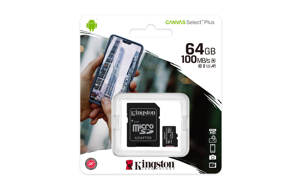 Zdjęcie produktu: Karta Kingston Canvas Select Plus microSDXC 64GB Class 10 + Adapter SD