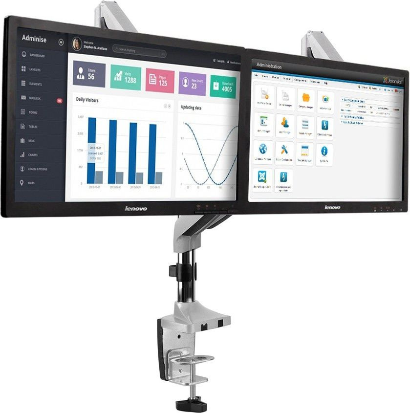 Uchwyt biurkowy do monitora LCD Maclean na dwa monitory, Sprężyna gazowa, USB 3.0, 13"-32", 9kg, MC-766 Uchwyt biurkowy do monitora LCD Maclean na dwa monitory, Sprężyna gazowa, USB 3.0, 13"-32", 9kg, MC-766