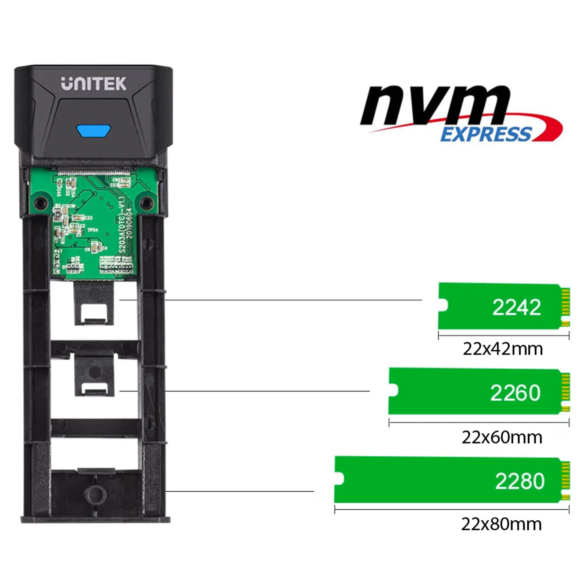 Obudowa zewnętrzna na dysk SSD M.2 (PCIe/NVMe) Unitek USB 3,1 Type-C/ USB-A (S1203A)