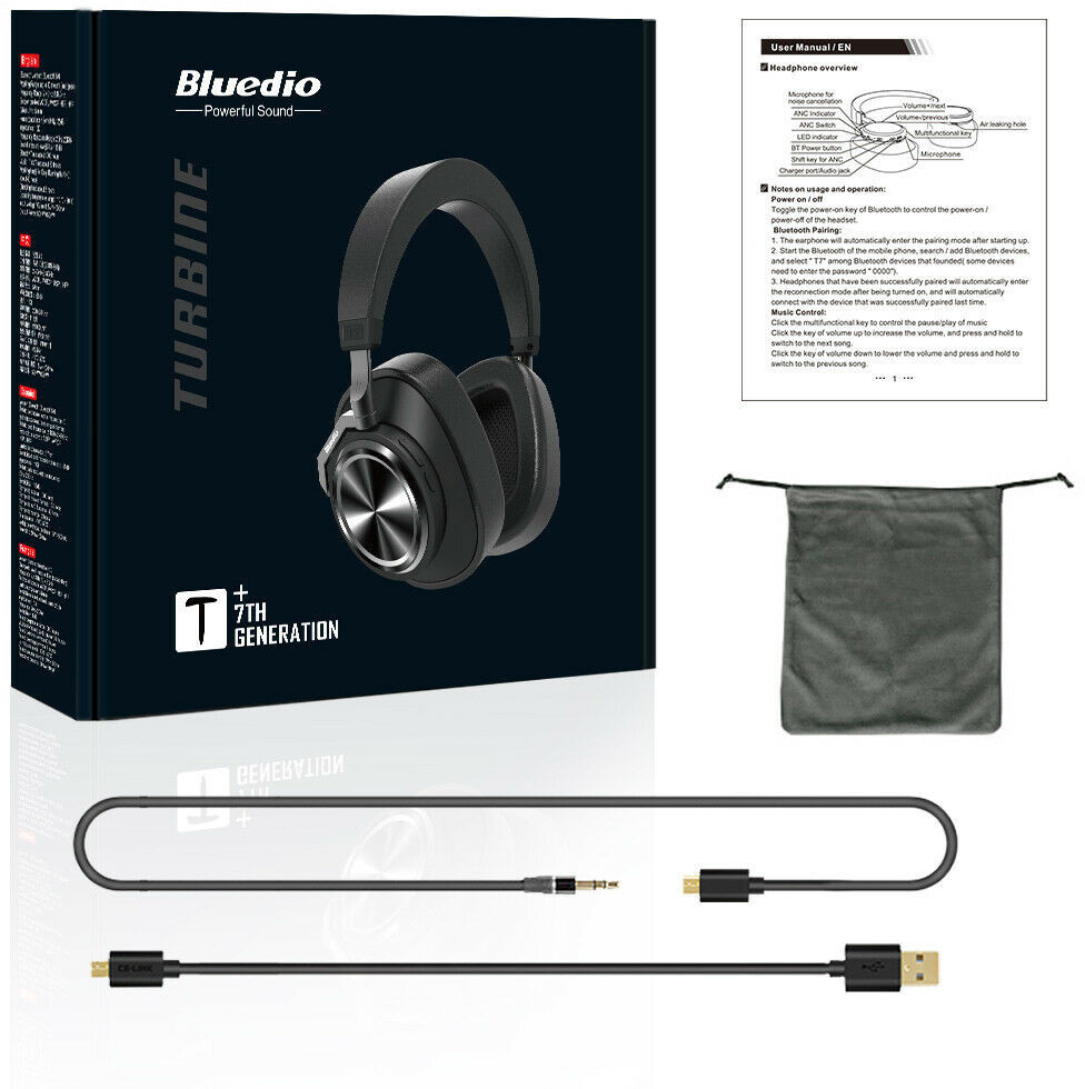 Słuchawki Bluedio T7 PLUS czarne bluetooth bezprzewodowe