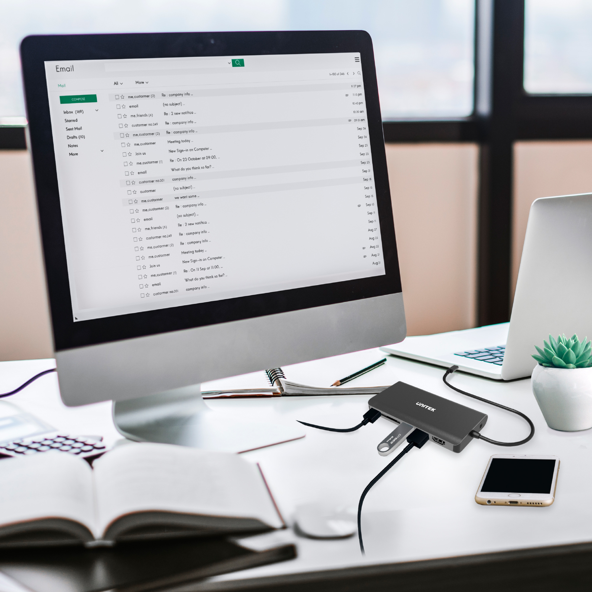 Unitek C-HUB+HDMI+VGA+RJ45 Ethernet 10/100/1000+Power Delivery (D1019A)