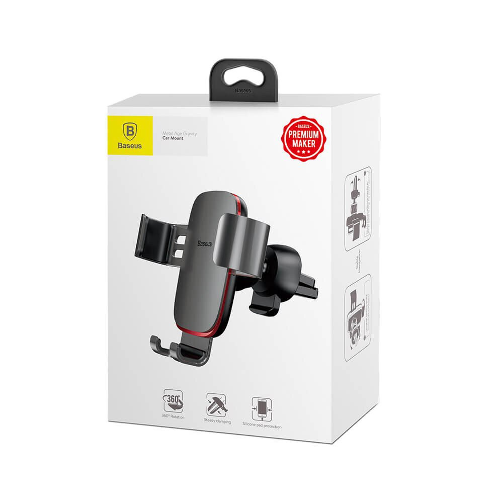 Samochodowy uchwyt grawitacyjny do telefonu Baseus Metal Age na kratkę - szary (SUYL-D0G)