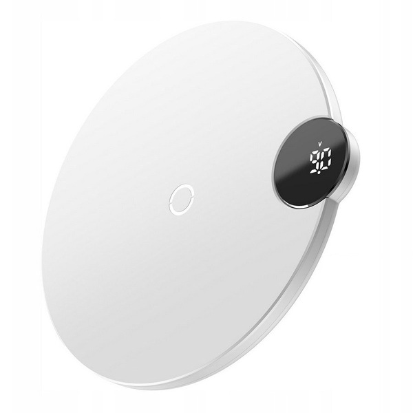 Zdjęcie produktu: Bezprzewodowa ładowarka indukcyjna Baseus QI Fast 10W wyświetlaczem napięcia ładowania - biała (WXSX-02)