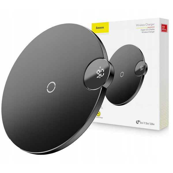 Zdjęcie produktu: Bezprzewodowa ładowarka indukcyjna Baseus QI Fast 10W wyświetlaczem napięcia ładowania - czarna (WXSX-01)