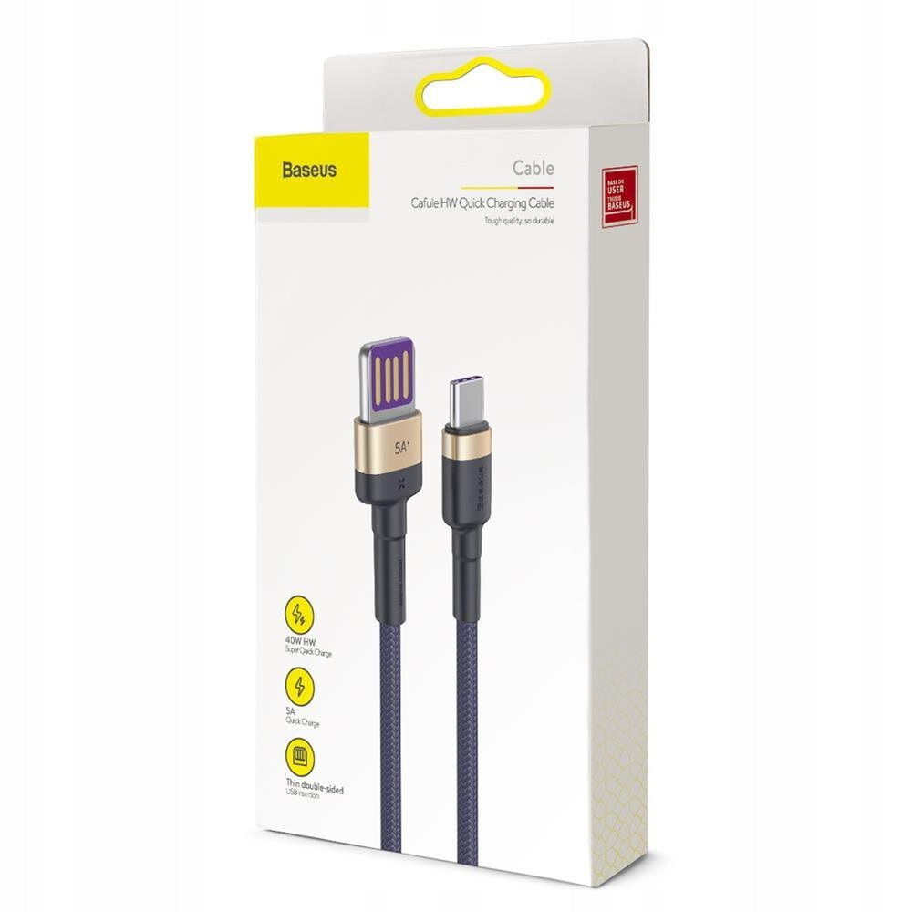 Kabel przewód USB Typ-C 100cm Baseus Cafule Super Quick Charge 40W 5A z obsługą szybkiego ładowania (CATKLF-PV3)