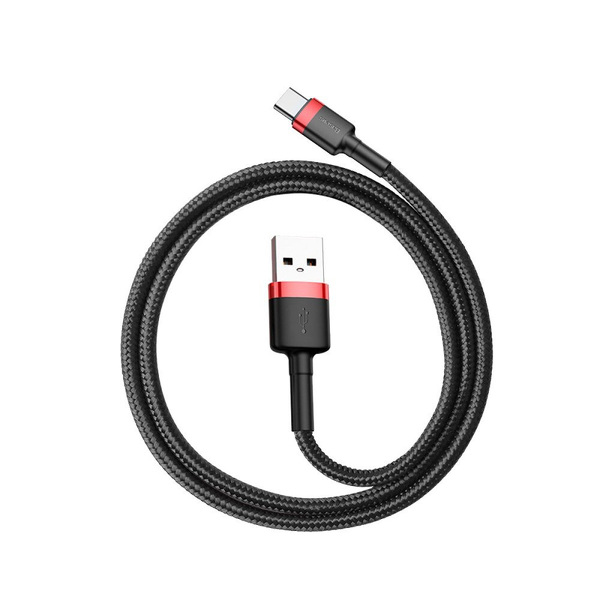 Zdjęcie produktu: Kabel przewód USB Typ-C 50cm Baseus Cafule Quick Charge 3A z obsługą szybkiego ładowania - czerwono-czarny (CATKLF-A91)