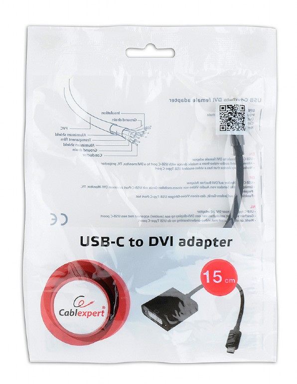 Gembird Adapter USB Typ-C do DVI (F) czarny