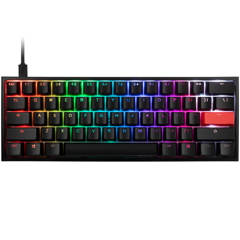 Klawiatura gamingowa Ducky ONE 2 Mini, MX-Silent Red, RGB, czarna, mechaniczna
