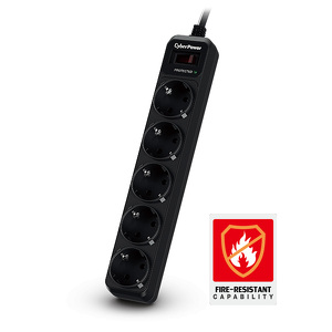Miniatura produktu: CyberPower Listwa przeciwprzepięciowa 1.8m czarna, 5 gniazd FR B0520SC0-FR