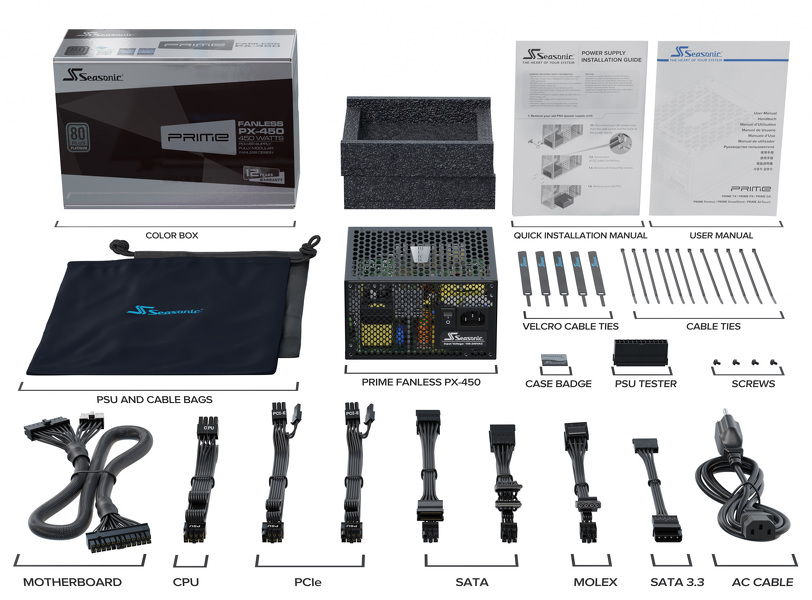 Zdjęcie produktu: Pasywny zasilacz Seasonic PRIME PX-450 Fanless 80Plus Platinum 450W