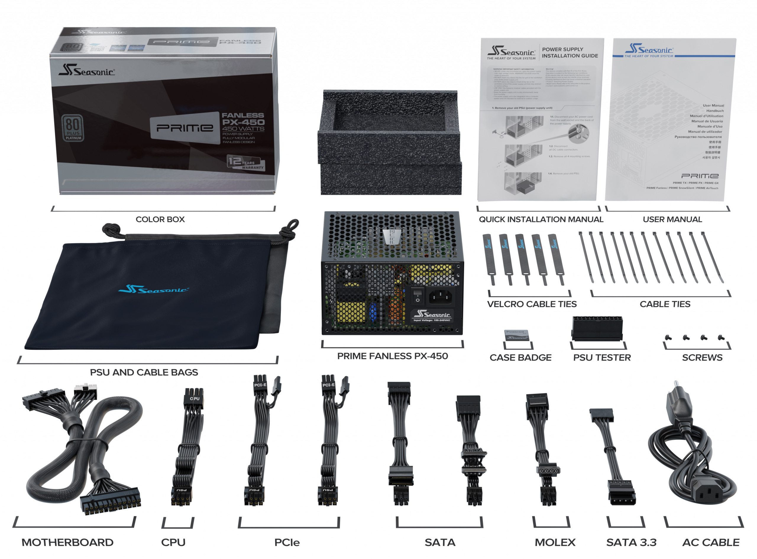 Pasywny zasilacz Seasonic PRIME PX-450 Fanless 80Plus Platinum 450W