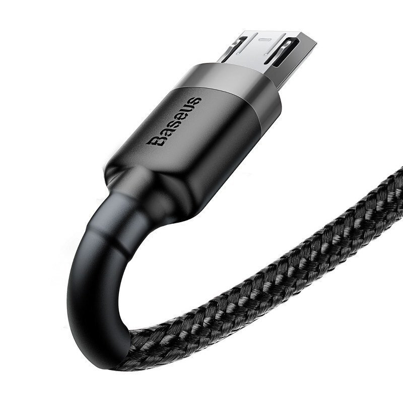 Kabel przewód USB - micro USB 100cm Baseus Cafule Quick Charge 2.4A z obsługą szybkiego ładowania - czarno-szary (CAMKLF-BG1 )