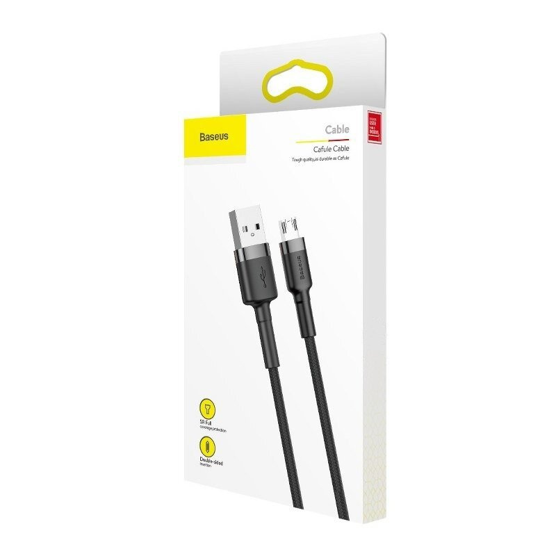 Kabel przewód USB - micro USB 50cm Baseus Cafule Quick Charge 2.4A z obsługą szybkiego ładowania - czarno-szary (CAMKLF-AG1) Kabel przewód USB - micro USB 50cm Baseus Cafule Quick Charge 2.4A z obsługą szybkiego ładowania - czarno-szary (CAMKLF-AG1)