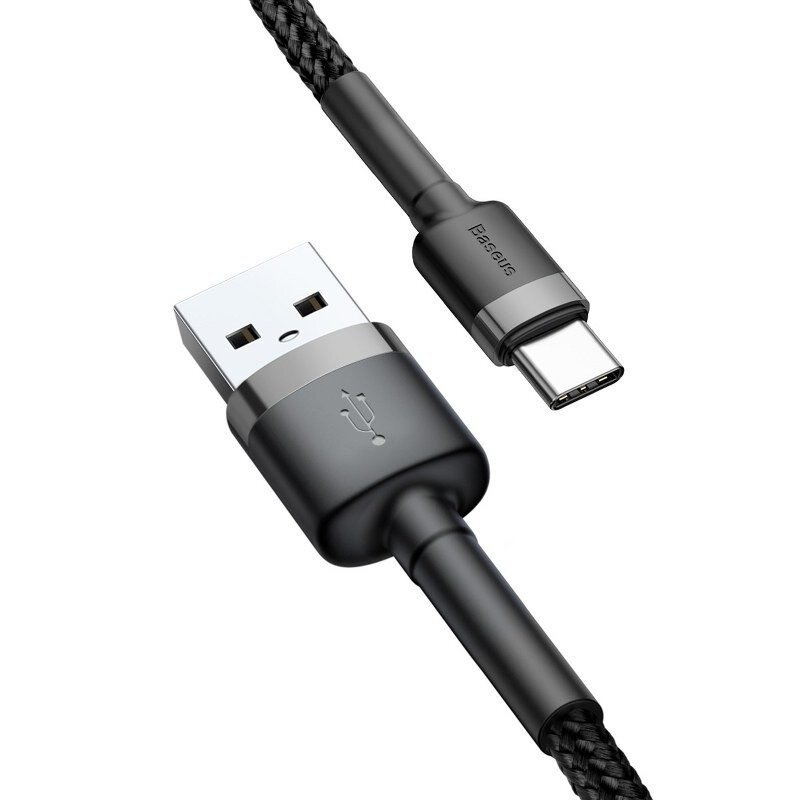 Kabel przewód USB Typ-C 200cm Baseus Cafule Quick Charge 2A z obsługą szybkiego ładowania - szaro-czarny (CATKLF-CG1)