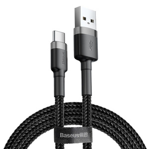 Miniatura produktu: Kabel przewód USB Typ-C 200cm Baseus Cafule Quick Charge 2A z obsługą szybkiego ładowania - szaro-czarny (CATKLF-CG1)