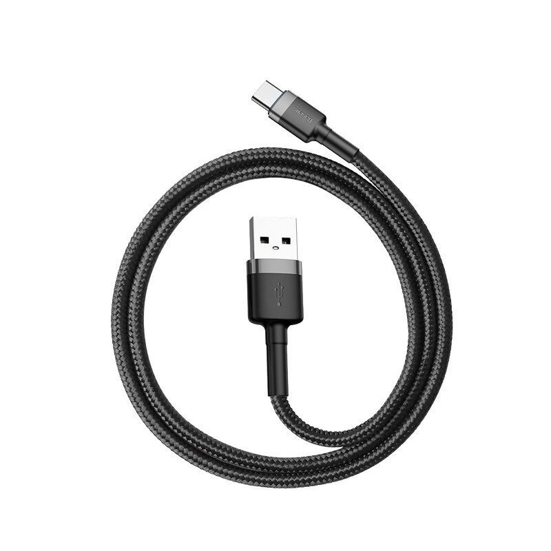 Kabel przewód USB Typ-C 50cm Baseus Cafule Quick Charge 3A z obsługą szybkiego ładowania - szaro-czarny (CATKLF-AG1) Kabel przewód USB Typ-C 50cm Baseus Cafule Quick Charge 3A z obsługą szybkiego ładowania - szaro-czarny (CATKLF-AG1)