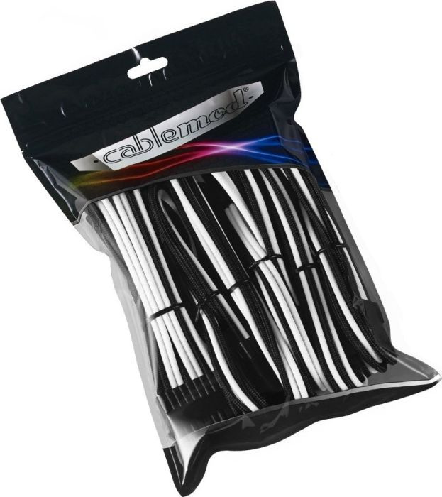 CableMod PRO ModMesh Cable Extension Kit, zestaw przedłużaczy czarno-biały