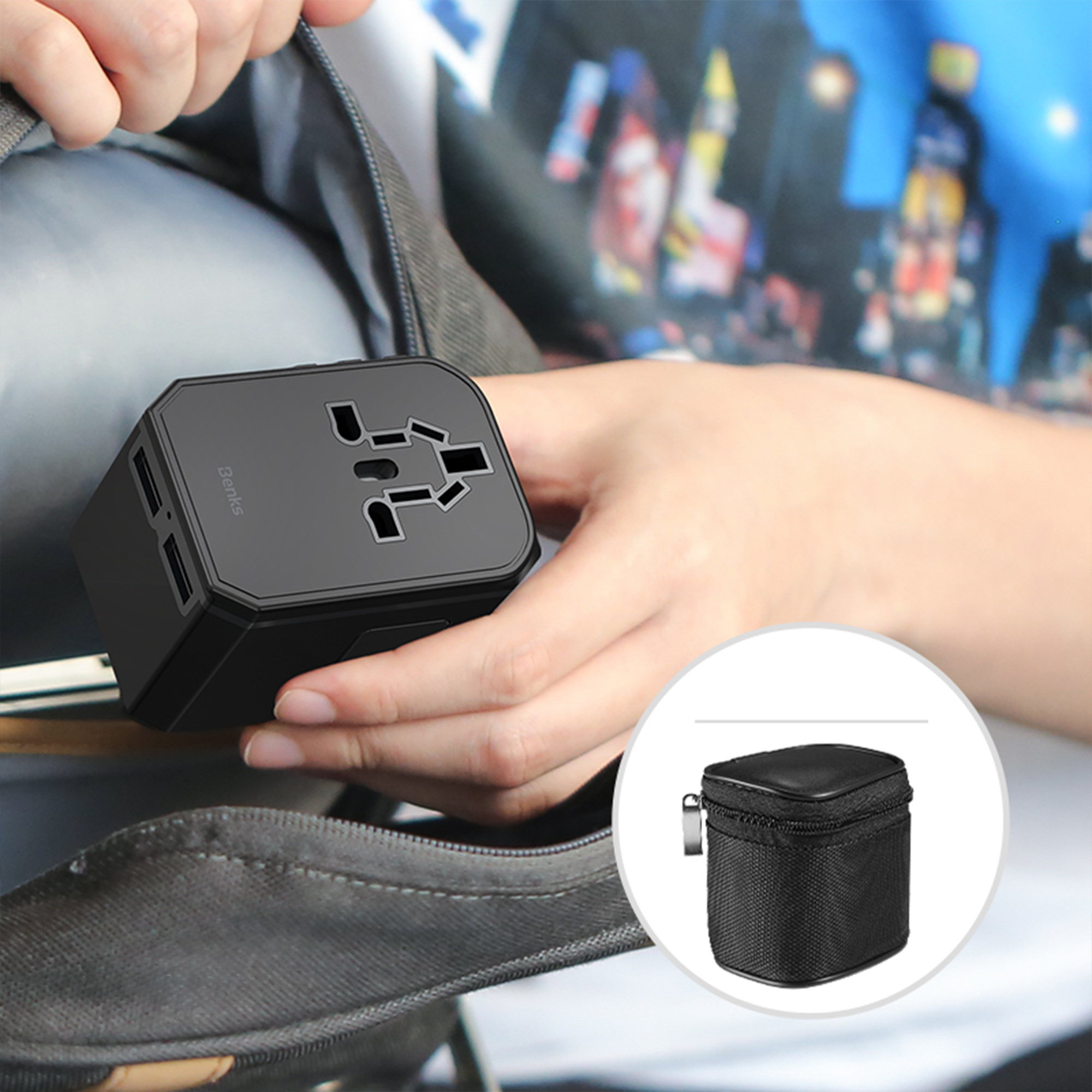 Benks ładowarka podróżna z PD 2xUSB EU/UK/AUS