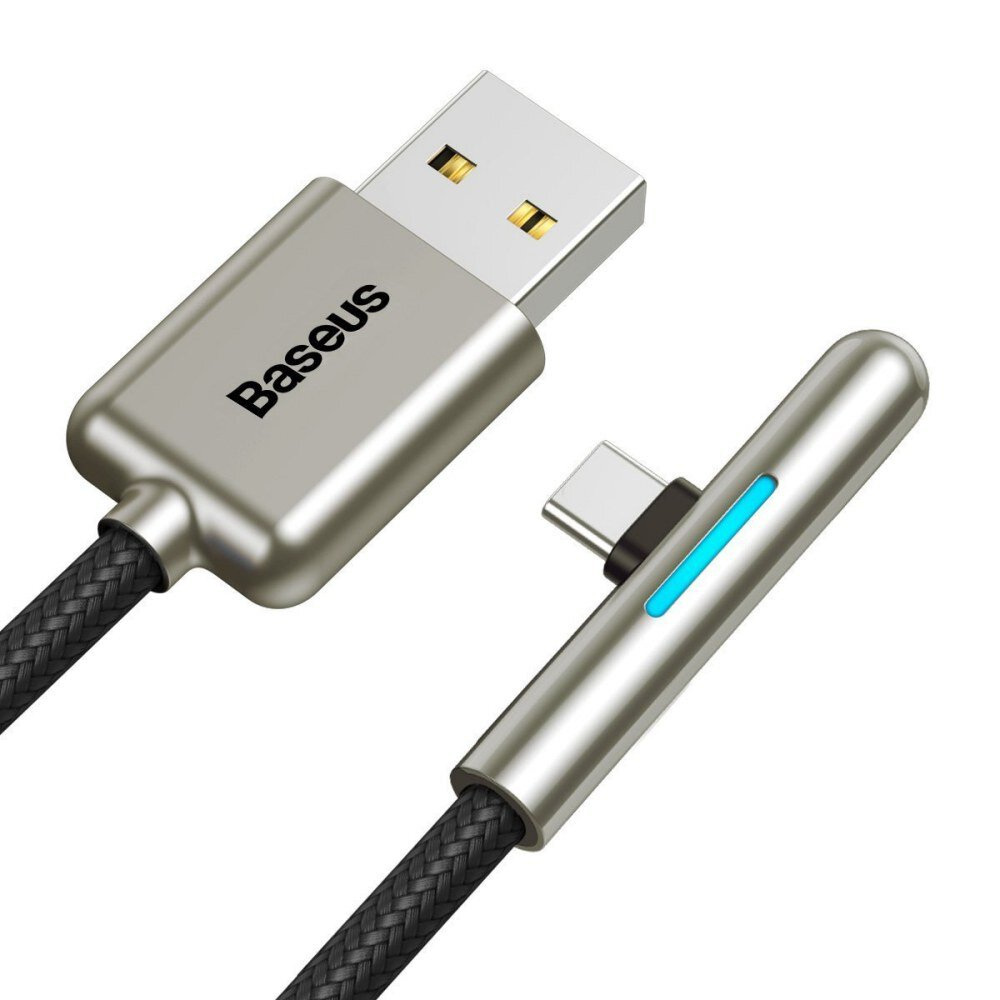Kabel przewód USB Typ-C kątowy 200cm Baseus Iridescent Super Quick Charge 40W 4A szybkie ładowanie - czarny (CAT7C-C01 )