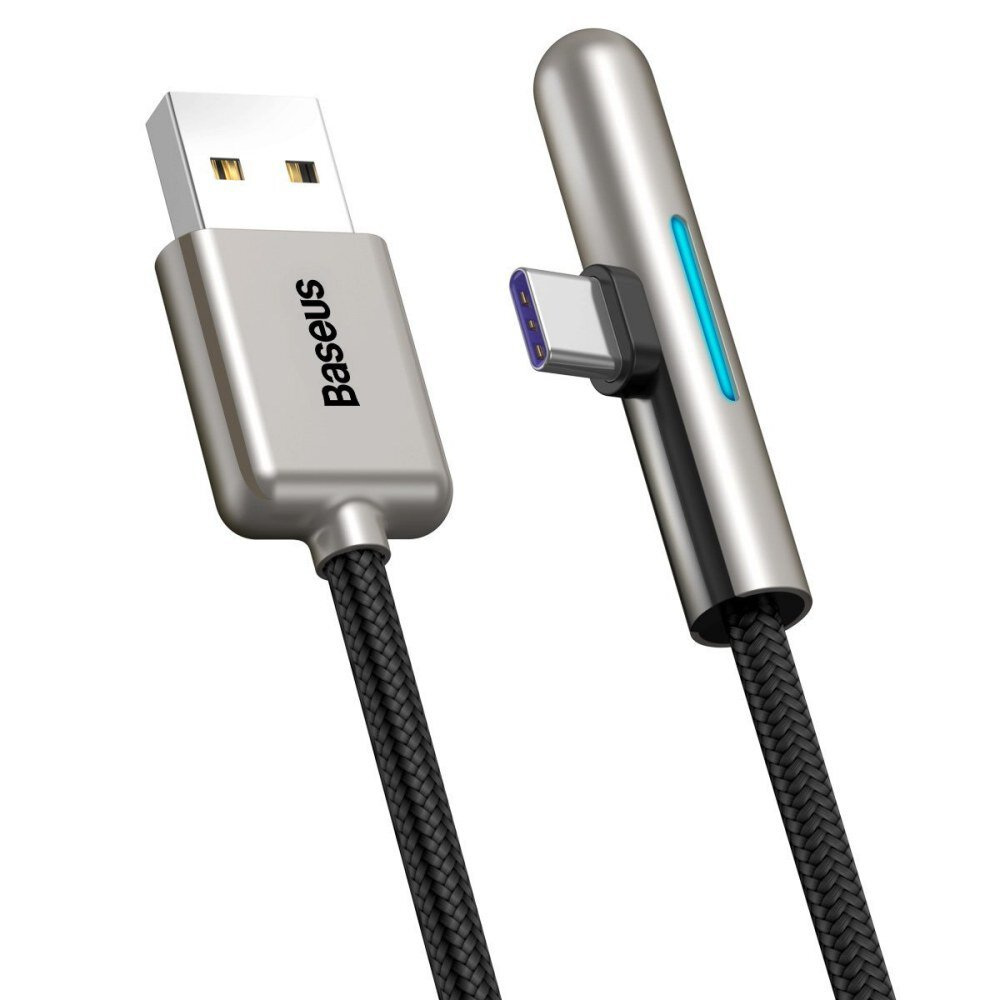 Kabel przewód USB Typ-C kątowy 200cm Baseus Iridescent Super Quick Charge 40W 4A szybkie ładowanie - czarny (CAT7C-C01 )