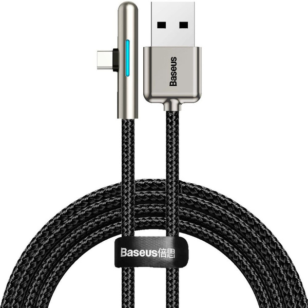 Zdjęcie produktu: Kabel przewód USB Typ-C kątowy 200cm Baseus Iridescent Super Quick Charge 40W 4A szybkie ładowanie - czarny (CAT7C-C01 )