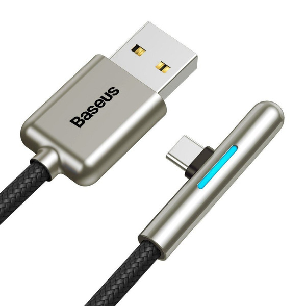 Zdjęcie produktu: Kabel przewód USB Typ-C kątowy 100cm Baseus Iridescent Super Quick Charge 40W 4A szybkie ładowanie - czarny (CAT7C-B01)