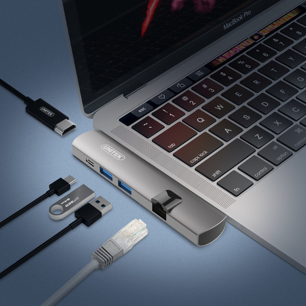 Unitek D008A Hub USB-C - HDMI + Gigabit + PD (D008A) Unitek D008A Hub USB-C - HDMI + Gigabit + PD (D008A)